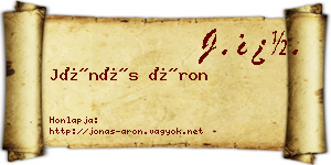 Jónás Áron névjegykártya